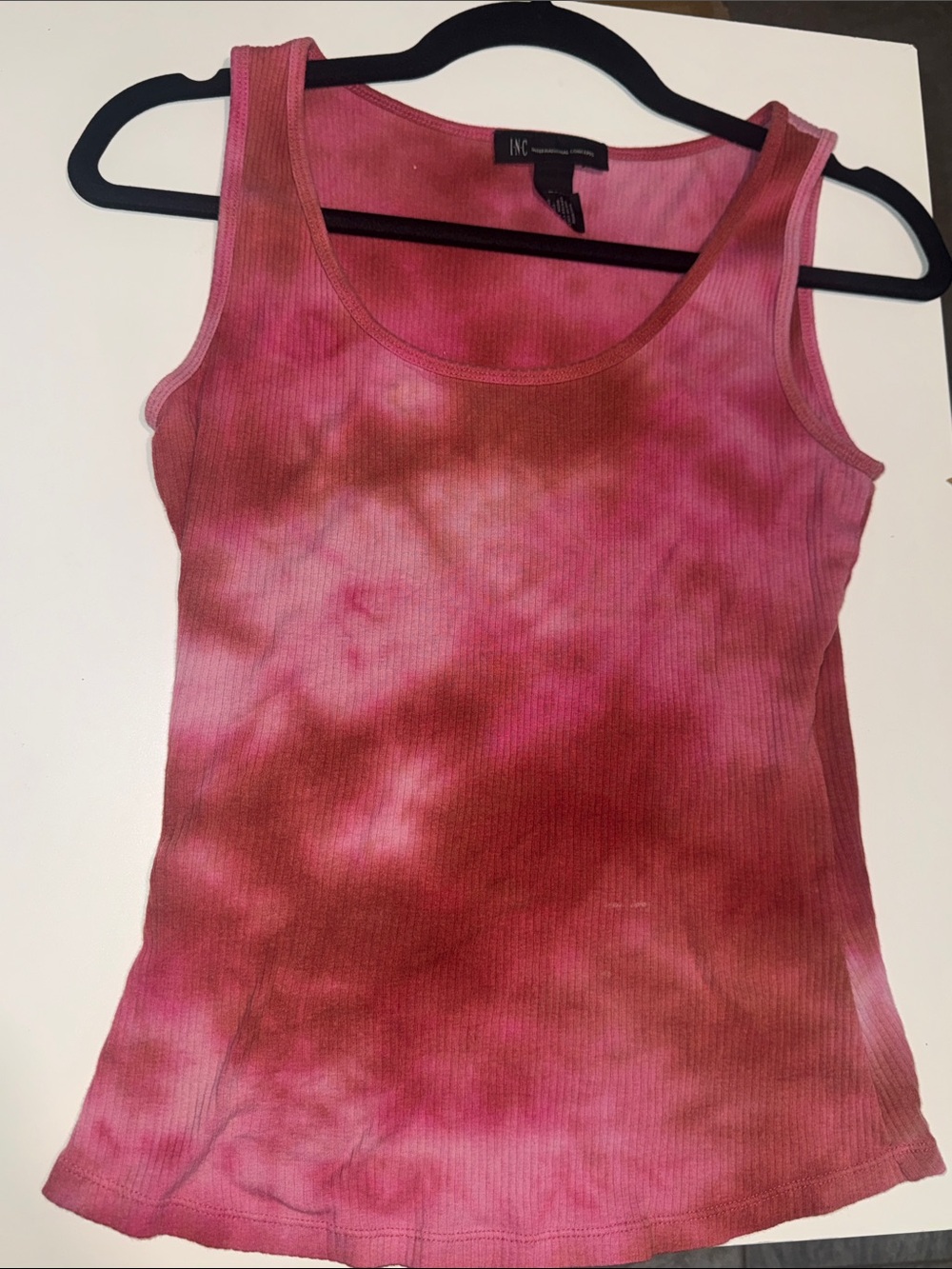 INC International Concepts Pink & mauve Tie-Dye Ribbed Tank Top